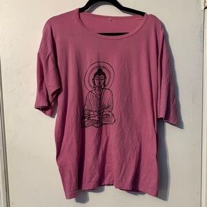 Orchid Graphic T-Shirt with Buddha Design